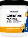 Nutricost Creatine + Aminos 30 portions (arôme de mangue de pêche) - 5 000mg Creatine Monohydrate + 5000mg Amino BCAA Blend par portion