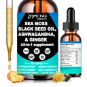 Sea Moss Drops for Women Men, Organic Irish Sea Moss Black Seed Oil Ashwagandha Ginger, Liquid SeaMoss Supplement for Gut & Immune Health, Fast Absrob Than Sea Moss Gel Superfood, Gummies or Capsules