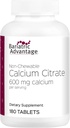Avantage bariatrique Citrate de calcium non chucable - pour les patients de chirurgie bariatrique - 600 mg de calcium par portion de vitamine D3 - Suppléments minéraux - 180 comprimés