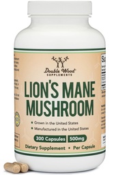 Organic Lions Mane Mushroom Capsules (300 Count), for Focus Support and Immune Health, Third Party Tested and Grown in The USA - by Double Wood
