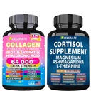 Glow + Calm Bundle – Cosmic Collagen Peptides with Biotin, Keratin Magnesium Mind Complex with Ashwagandha, L-Theanine, Lion’s Mane, Ginkgo Biloba, GABA, Rhodiola (Label May Vary)