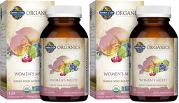 Garden of Life Organics Multivitamin for Women,Womens Multi with Vitamin C,D,Folate,B6,B12,Biotin,Iron,Vegan Whole Food Vitamins for Women,Energy,Skin,Nails,120 Tablets,(Pack of 2)
