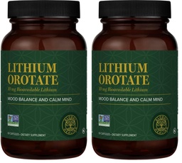 Global Healing Center - Lithium Orotate 10mg - Non-GMO, Gluten Free, Vegan Friendly Brain Health Lithium Supplement for Supporting Mood, Function, and Clarity (60 Capsules) (Pack of 2)