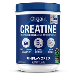 Orgain 5g Creatine Monohydrate Micronized Powder, Unflavored, 100 Servings