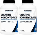 Nutricost Creatine Monohydrate 3000mg, 180 Capsules (750mg par Capsule) - Sans gluten, sans OGM (paquet de 2)