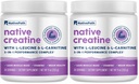 Poudre monohydratée NativePath Creatine avec L-Leucine et L-Carnitine - Supplément de construction musculaire pour hommes et femmes - 30 portions (paquet de 2)