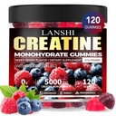 Gommies monohydratées de créatine 5000mg - Supplément de préentraînement sans sucre pour les hommes et les femmes, Gommies créatine pour les muscles, la force, la récupération, la santé cognitive et la mémoire, mélange d'arôme de baie, 120 comte