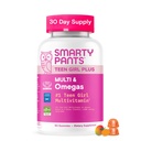 SmartyPants Gommies multivitamines pour adolescentes, Omega 3 (DHA/EPA), Vitamine C, D3, B12, Vitamine A, K et zinc, Biotine pour soutenir les cheveux, la peau et les ongles, sans gluten, 60 Compte (30 jours)