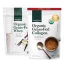 Natural Force Grass Fed Organic Whey Protein Powder Vanilla Flavor 16 oz Organic Clean Collagen Peptides Powder Unflavored, 32oz