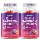 2 Pack Saffron Supplement Gummies, 10-in-1 Cortisol Supplement with Saffron 88.5mg, Magnesium, Rhodiola Rosea, Ashwagandha, L-Theanine, St. John's Wort, for Calm, Focus, Relaxation, 120 Count