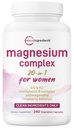 Magnesium Complex for Women, 240 Vegetarian Capsules | 20-in-1 Formula - Magnesium Blend with Vitamin D3, K2, Ashwagandha & More | Filler Free, Non-GMO