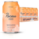 Recess Mood Magnesium & Adaptogen Drink, Relaxation Beverage, 12 ounce (Peach Ginger, 12 pack)