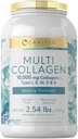 Carlyle Multi Collagen Peptides Powder 40 oz | Type I, II, III, V, X | Supplement Blend with Protein | Multi Food Sourced | Non-GMO, Gluten Free