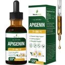 Apigenin Supplement for Sleep Support, 7-in-1 Formula Drops w/L-Theanine Chamomile & Valerian for Calming & Relaxation, Fast Absorption Liquid, Alcohol-Free. 2oz