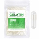Size 1 Gelatin Empty Capsules - 100 Count Clear Empty Pill Capsules, Fillable Empty Gel Capsule for Homemade Vitamins & Powders, Easy for DIY Supplements