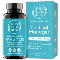 Zen Again Cortisol Manager with Ashwagandha KSM-66 | Cortisol Supplements for Women | 11-in-1 Complex | Herbal Stress Support with L-Theanine, Rhodiola & Magnesium | Vegan, 60 Ct (30 Servings)