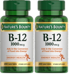 Nature's Bounty Vitamin B12 1000 mcg Supplements, Supports Energy Metabolism, 200 Ct (Pack of 2)