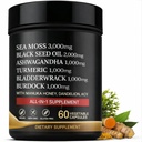 True Sea Moss Capsules Black Seed Oil Ashwagandha Burdock Root, Tumeric Supplement with Manuka Honey, Dandelion Root ACV - 60 Capsules - Multi Vitamin