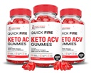 (3 Pack) Quick Fire Keto ACV Gummies Advanced Formula 1000MG QuickFire Keto Gummies Apple Cider Vinegar Formulated with Pomegranate Beet Juice Powder B12 Vegan Non GMO 180 Gummys