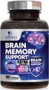 Brain Memory Supplement Pills - 3X Strength Nootropics for Concentration, Clarity & Focus Support - Brain Health Cognitive Vitamins with Bacopa, Phosphatidylserine & DMAE, Brain Booster - 180 Capsules