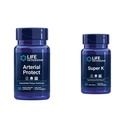 Life Extension Arterial Protect Blood Pressure Support with Gotu Kola & Pycnogenol Pine Bark Extracts Bundle with Super K Vitamin K1 K2 MK-7 MK-4 Vitamin C Bone & Arterial Health