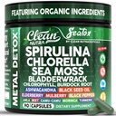 Sea Tox Organic Spiruline and Chlorella Capsules Nettoyant et Nourriture Naturelle Sea Moss Bladderwrack Chlorophyll Burdock Root Ashwagandha Turmeric 90 Vegan Black Seed Oil Capsules Par Clean Nutra