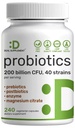 DEAL SUPPLEMENT Probiotics for Women & Men, 200 Billion CFU Per Serving, 240 Vegetarian Capsules, 4 Month Supply | 40 Strains with Prebiotics, Enzymes & Magnesium Citrate | Non-GMO, Gluten Free