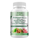 GREENPEOPLE Berberine Supplement with Ceylon Cinnamon - Berberine 1500mg Activates AMPK & GLP-1 Berberine HCL Capsules with Bitter Melon/Artichoke Extracts & Natural Herbs for Immune Support 90 Count