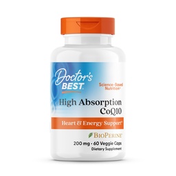 CoQ10 200 mg avec supplément BioPerine - Coenzyme Q10 Caps pour la santé cardiaque et le soutien antioxydant, CoQ10 200 mg pour les femmes et les hommes, non OGM - 60 gélules