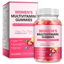 Women's Multivitamin Gummies with Iron, Inositol, Zinc, Biotin, Vitamin A C D3 E K2 B12 - Sugar Free, Vegan, Strawberry Flavored Multi Vitamins for Daily Energy & Wellness - 60 Count (30 Day Supply)
