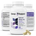Soutien au sommeil - Aide naturelle au sommeil pour aider les adultes à promouvoir le calme et la détente - Supplément de sommeil biologique avec Ashwagandha, racine valériane, Magnésium, Mélatonine, Glycine, L-Tryptophane - 60 Capsules