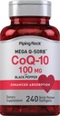 Piping Rock CoQ10 100mg. 240 Softgels.com Supplément d'absorption amélioré pour les femmes et les hommes.