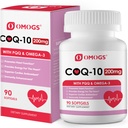OMOGS CoQ10 200mg Softgels, Coenzyme Q10 Suppléments à haute absorption soutiennent la santé cardiaque, la santé cardiovasculaire, le système immunitaire et la production d'énergie cellulaire, sans gluten, 90 Softgels