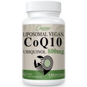 Liposomique CoQ10 800mg Ubiquinol Softgel, Max Absorption Ubiquinol Coenzyme Q10, Ubiquinol CoQ10 Supplément pour antioxydant, fonction cardiaque et production d'énergie, Pure CoQ10 800mg, 60 Vegan Softgels