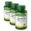 Nature's Bounty Turmeric avec extrait de poivre noir, soutient la santé antioxydante, 1000mg,60 Capsules, (paquet de 3)