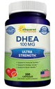 Supplément DHEA 100mg – 200 capsules – Déhydroépiandrostérone haute puissance pour les hommes et les femmes – pilules Max Strength pour la santé cérébrale, l'énergie et la fonction immunitaire – Formulé aux États-Unis, troisième partie testé