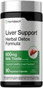 Horbäach Soutien du foie de 600 mg Thistle de lait de 90 capsules végétariennes Formule de désintoxication à base de plantes