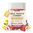 Gummies de chardon de lait avec extrait 2000MG, Gummies de soutien de la santé du foie, supplément de chardon de lait silymarin avec artichaut, dandelion, curcumine curcuma, pas de sucre, pour les adultes, végétalien, 90 comte