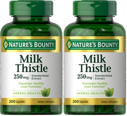 Capsules de chardon de lait de la nature, traditionnellement utilisées pour la santé du foie, supplément à base de plantes, 250 mg par portion, 200 Nombre (paquet de 2)