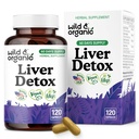 Capsules de désintoxication du foie sauvage et biologique - Thistle de lait, racine de dandelion, soutien de nettoyage du foie curcuma - supplément de chardon de lait silymarin - 120 capsules de végétalien - 2 mois d'approvisionnement - non-OGM