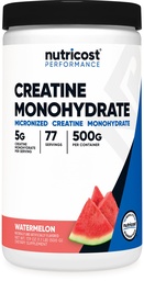 Poudre monohydratée de créatine Nutricost (Watermelon, 500 grammes) - Supplément de créatine micronisé - végétalien, sans OGM, sans gluten