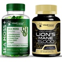 WELLNESS LABSRX Lions Mane Supplement Capsules - Sea Moss Gummies 3200mg | Bundle