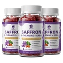 10-en-1 Safran Gummies Suppléments avec L-Theanine 200mg, GABA, Ashwagandha, Turmeric, Lutein, Zeaxanthin & Astaxanthin pour l'humeur, Focus & Eye Support Sugar Free, Vegan, Berry Flavor, 3 Pack