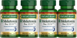 Nature's Bounty Melatonin 5mg, 100% sans médicament aide au sommeil, supplément alimentaire pour la relaxation et la santé du sommeil - 4 mois d'approvisionnement, 60 softgels à libération rapide Twin Pack (120ct) (Pack de 2)