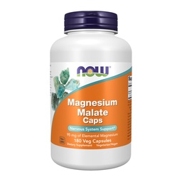 NOW Supplements, Magnesium Malate 95 mg of Magnesium, 180 Veg Capsules