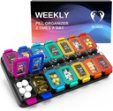 Extra Large Weekly Pill Organizer 2 Times A Day - Airtight Pill Box 7 Day - Am Pm Vitamin Case - Medicine Container Two Week Supplement Holder Daily Medication Storage XL Twice Med Sorter Cute