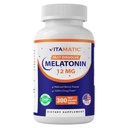 Vitamatic Melatonin 12 mg – Natural Berry Flavor – 300 Fast Dissolve Tablets – Formulated by Healthcare Professionals – Non-GMO, Gluten Free