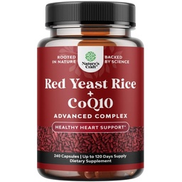 Riz de levure rouge avec supplément CoQ10 - Formule avancée pour le coeur sain et les niveaux de cholestérol sain pour les hommes et les femmes - Capsule de force supplémentaire avec riz de levure rouge 1200 mg Capsules avec compte CoQ10-240