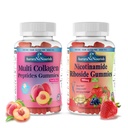 2 Pack Multi Collagen Peptides Peach Gummies & Nicotinamide Riboside Gummies Sugar-Free for Women Men