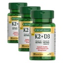 Nature's Bounty Vitamin D3 K2 Supplement, 4000 IU Vita D3 Plus 100 mcg of Vitamin K Supplements for Adults for Heart & Bone Health Support, 30 Day Supply, 30 Vegetarian Capsules (Pack of 3)